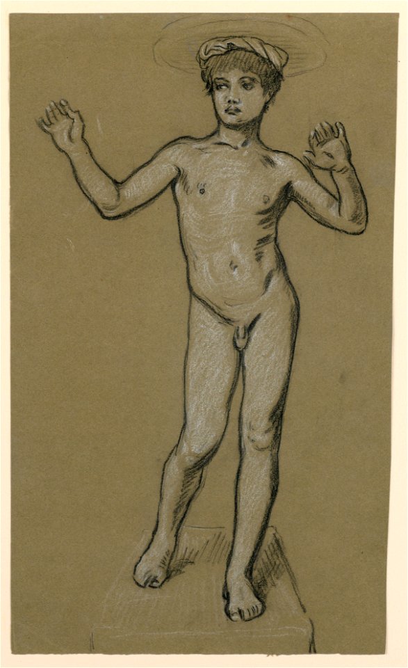 Drawing, figure study for a fountain design, ca. 1890 (CH 18404459)