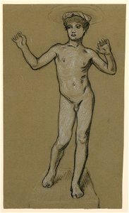 Drawing, figure study for a fountain design, ca. 1890 (CH 18404459)