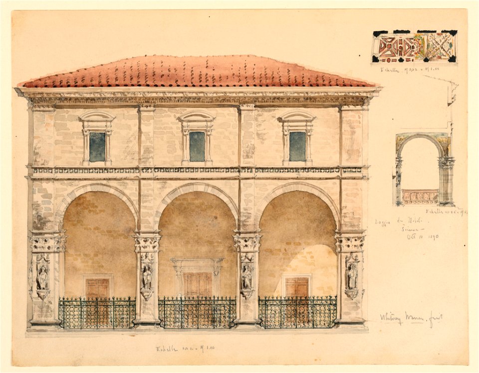 Drawing, Loggia del Papa o dei Nobile (Loggia of the Pope or the Nobility), Siena, Italy, October 10, 1890 (CH 18569781-2)