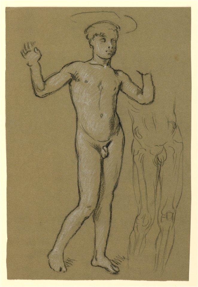 Drawing, figure study for a fountain design, ca. 1890 (CH 18404469)