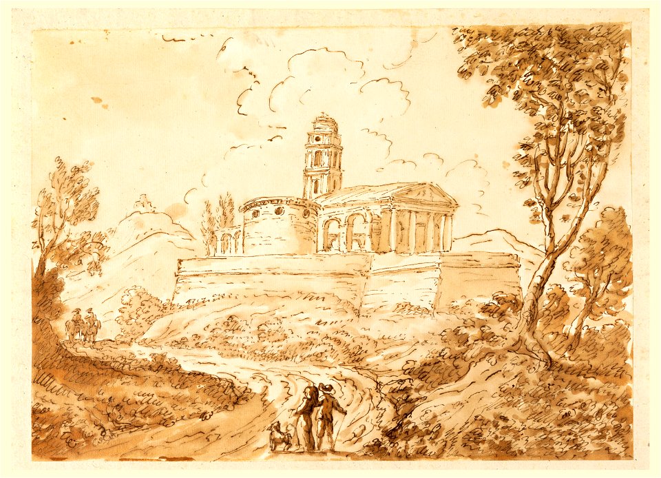 Drawing, Figures on Road, mid- 18th–late 18th century (CH 18128079)