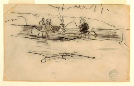 Drawing, Fisherman and Two Other Men in a Canoe, ca. 1897 (CH 18174597). Free illustration for personal and commercial use.