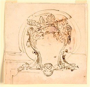 Drawing, Papal Escutcheon, 1740–58 (CH 18127813-2)