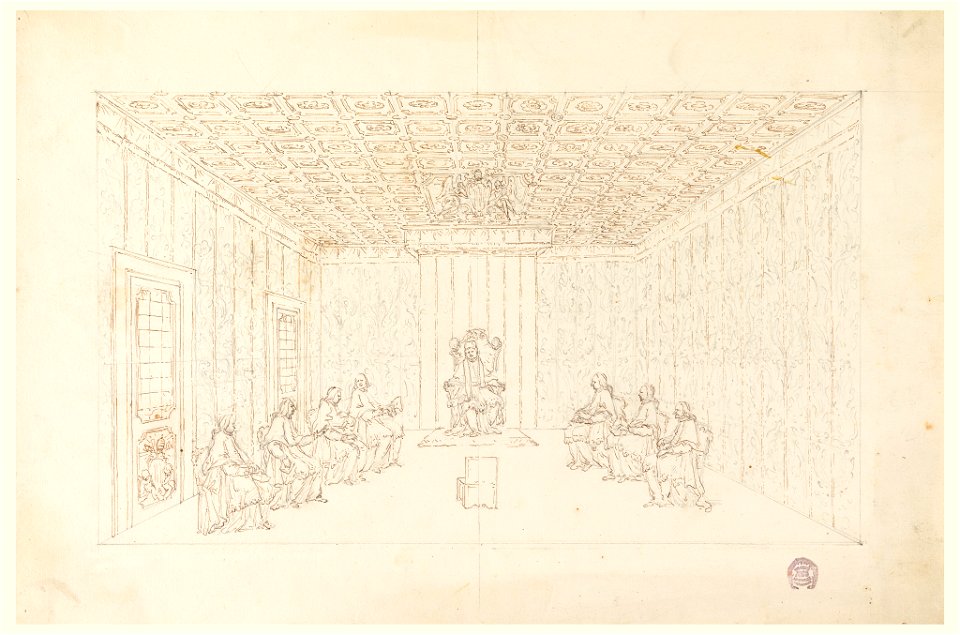 Drawing, Pope Benedict XIV in a Consistory with Cardinals, 1740–58 (CH 18110049)