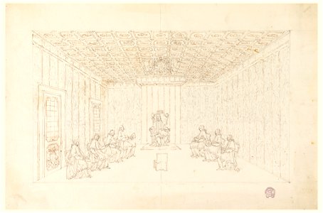 Drawing, Pope Benedict XIV in a Consistory with Cardinals, 1740–58 (CH 18110049)