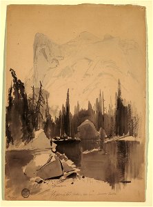Drawing, Mirror Lake, Yosemite, 1872 (CH 18189959). Free illustration for personal and commercial use.