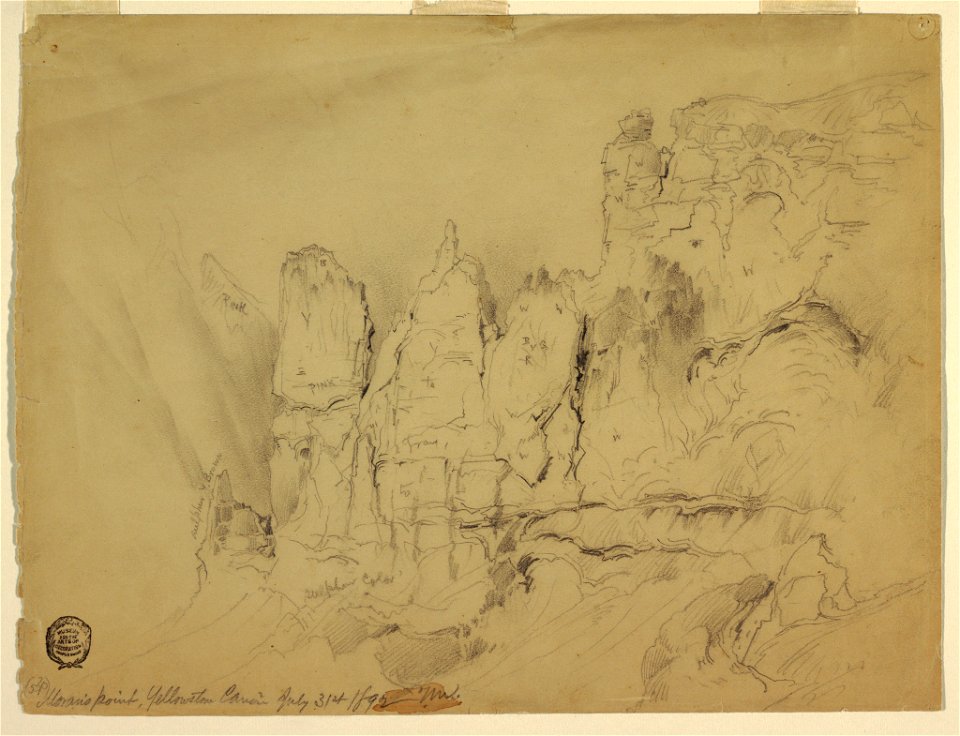 Drawing, Moran's Point, Yellowstone Canyon, July 31, 1892 (CH 18189737)