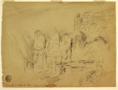 Drawing, Moran's Point, Yellowstone Canyon, July 31, 1892 (CH 18189737). Free illustration for personal and commercial use.