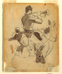 Drawing, Mounted Bugler, 1862 (CH 18174009). Free illustration for personal and commercial use.