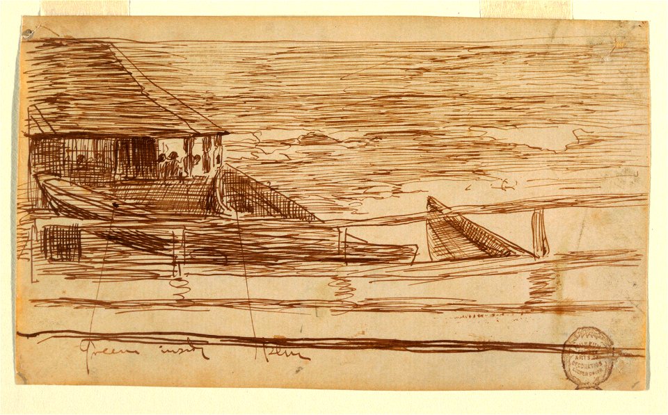 Drawing, House at a Railing with Beached Dories, Cullercoats, England, 1881 (CH 18175073-2)