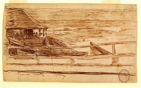 Drawing, House at a Railing with Beached Dories, Cullercoats, England, 1881 (CH 18175073-2)