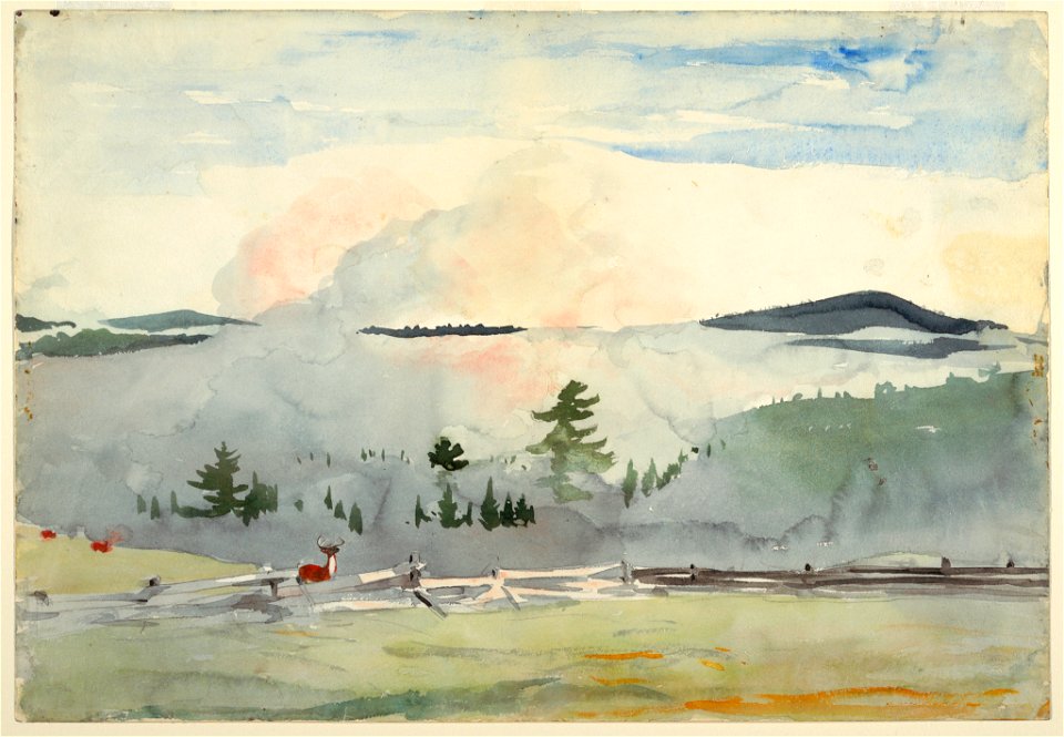 Drawing, Landscape With Deer in Morning Haze, ca. 1892 (CH 18178211-2)