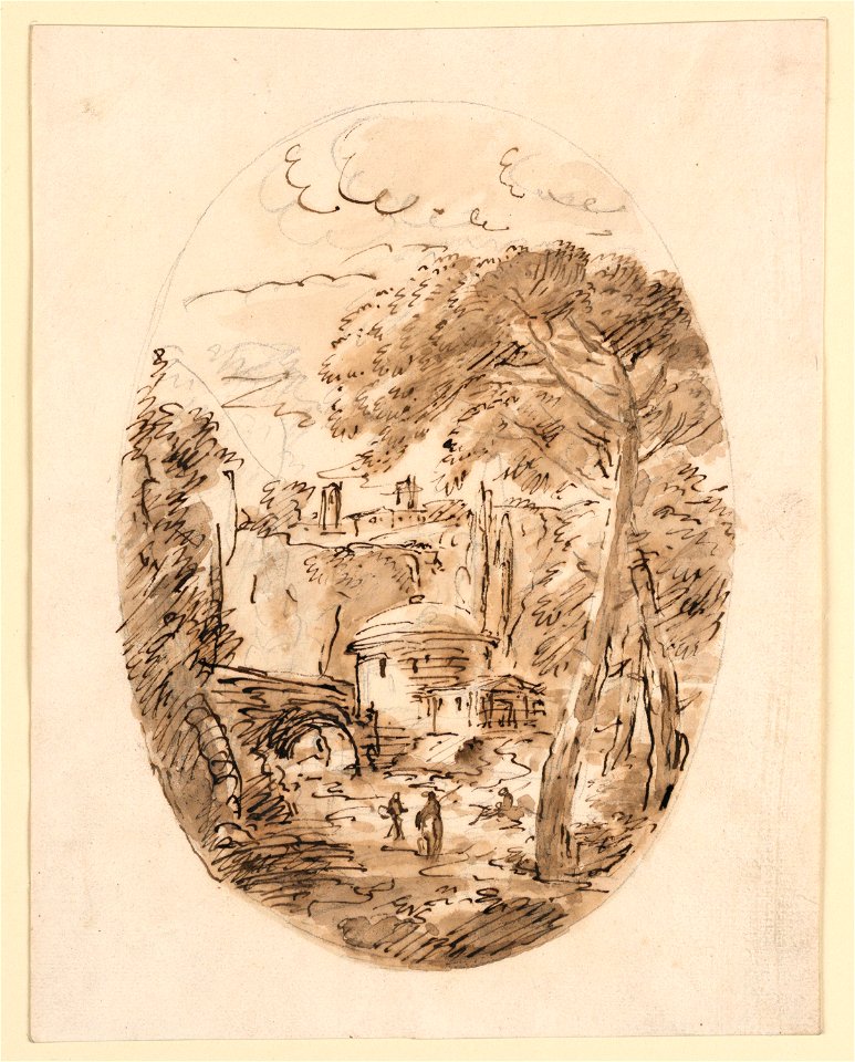 Drawing, Landscape with Rider and Bridge, 1750–1786 (CH 18122809-2)