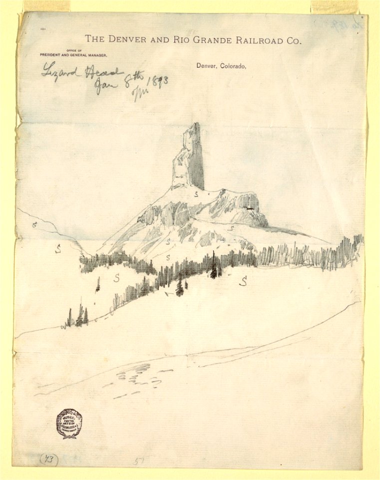 Drawing, Lizard Head Peak, Colorado, January 8, 1893 (CH 18189907)