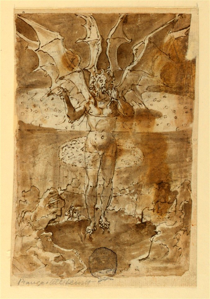 Drawing, Page of a drawing book; St. Christopher; Mary and the Child; Lucifer Appearing to Dante and Virgil, ca. 1590 (CH 18117813-3)