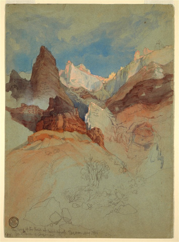 Drawing, Looking up the Trail at Bright Angel, Grand Canyon, Arizona, May 1901 (CH 18189951)