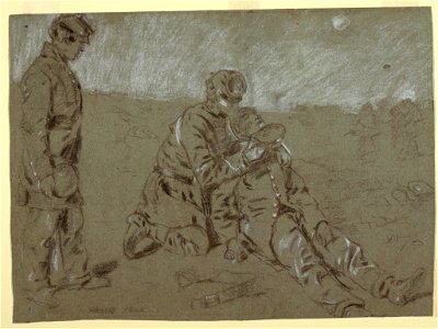 Drawing, Soldier Giving Water to a Wounded Companion, 1864 (CH 18173671-2)