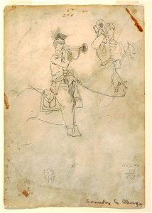 Drawing, Sounding the Charge, ca. 1862 (CH 18173707). Free illustration for personal and commercial use.