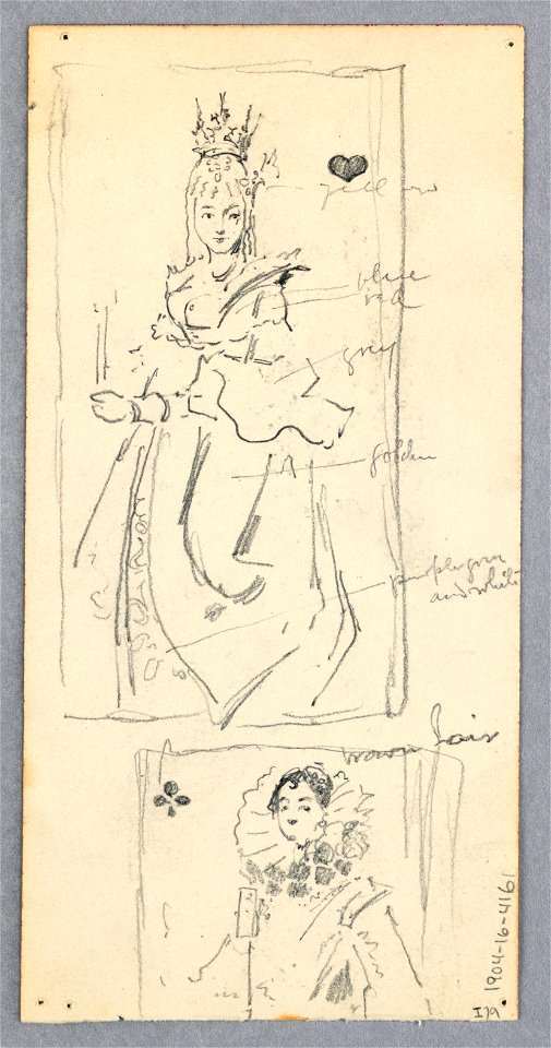 Drawing, Street Scene, Italy (recto); Two enframed views of women on playing cards (verso), 1882 (CH 18139793)
