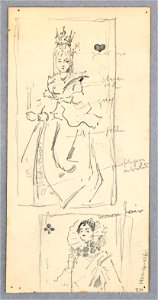 Drawing, Street Scene, Italy (recto); Two enframed views of women on playing cards (verso), 1882 (CH 18139793)