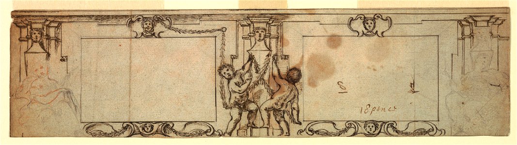 Drawing, Project for Carved Panelling, 1650 (CH 18422151-2)