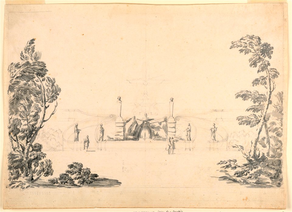 Drawing, Sketch for a Fountain in Park, 1740 (CH 18125795-2)