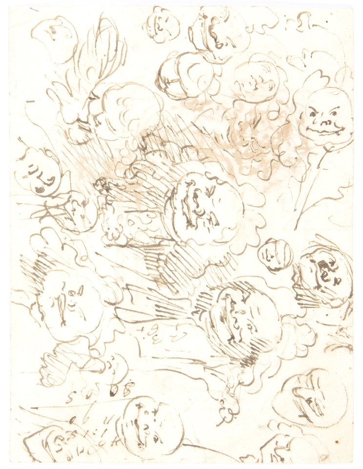Drawing, Studies of Heads, 1760–80 (CH 18550801-2)