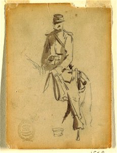 Drawing, Mounted Cavalry Officer, 1862 (CH 18174005). Free illustration for personal and commercial use.