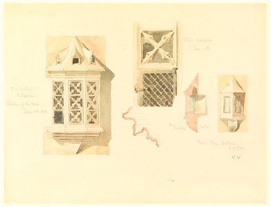 Drawing, Rendering of Two Stone Lanterns, from the Castle in Amboise, France, June 14–15, 1888 (CH 18570005). Free illustration for personal and commercial use.