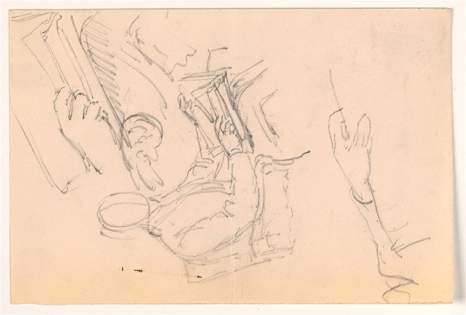 Drawing, Robert L. Stuart, Seated, First Portrait, for the Presbytarian Hospital; Separate Arm Studies, 1881 (CH 18566793)