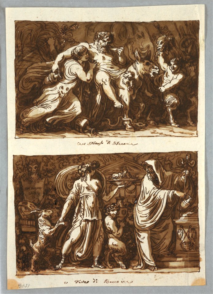 Drawing, Sheet from a Sketchbook- The Triumph of Silenus; Sacrifice to Bacchus, 1800–1810 (CH 18122925)