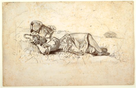 Drawing, Shepherdess Resting, 1877 (CH 18174393-2)
