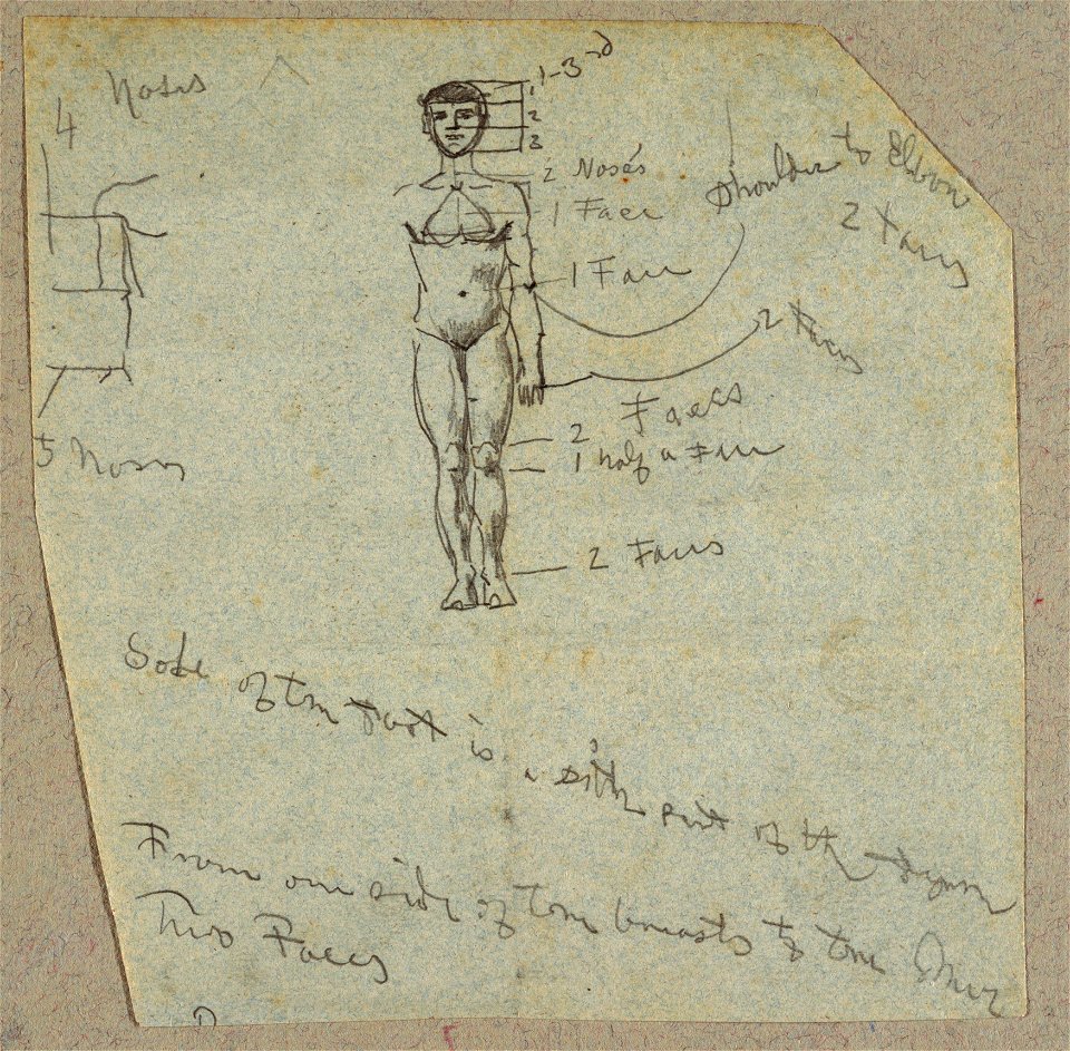 Drawing, Sketch of a Male Nude with Notations, ca. 1860 (CH 18174527)