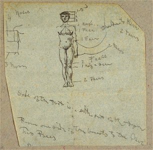 Drawing, Sketch of a Male Nude with Notations, ca. 1860 (CH 18174527)