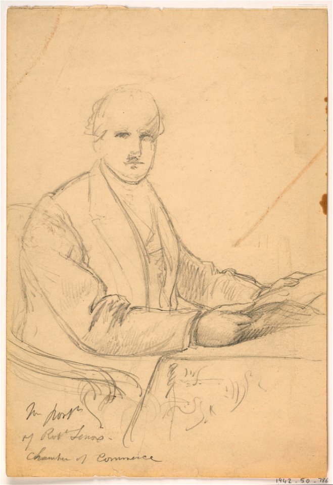 Drawing, Robert Lenox Seated at a Desk for the Chamber of Commerce Portrait, 1865 (CH 18567295)