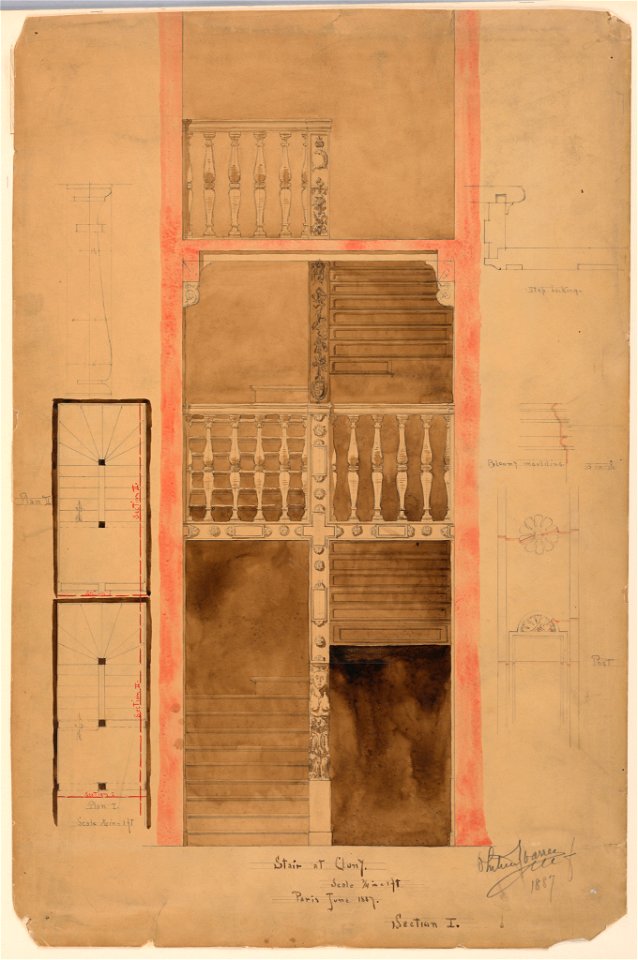 Drawing, Stair at the Cluny, Paris, 1887 (CH 18606075-2)