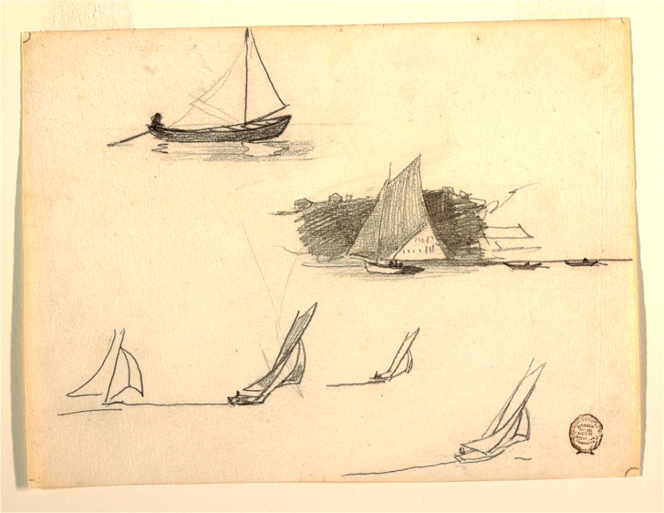 Drawing, Six Studies of Sailboats, possibly 1874 (CH 18175227)