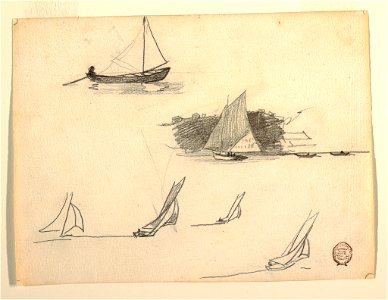 Drawing, Six Studies of Sailboats, possibly 1874 (CH 18175227)