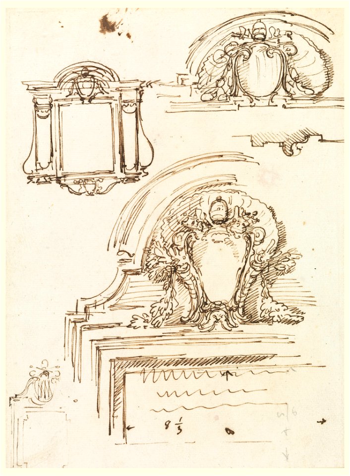 Drawing, Sketches for Frames, for the Sacristy of St. Peter's, 1740–58 (CH 18127817)