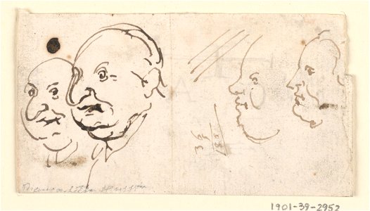 Drawing, Sketches of Four Heads in Caricature, 1725–75 (CH 18120023-2)