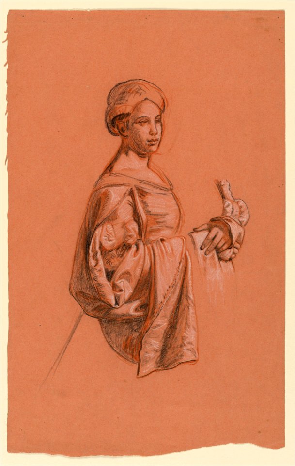 Drawing, Study of a costumed female figure, ca. 1890 (CH 18404421)