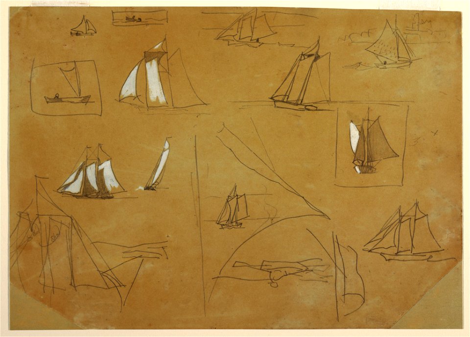 Drawing, Sketches of Sailing Boats, Cullercoats, England, 1881–82 (CH 18174281)