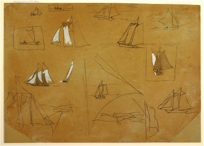 Drawing, Sketches of Sailing Boats, Cullercoats, England, 1881–82 (CH 18174281)
