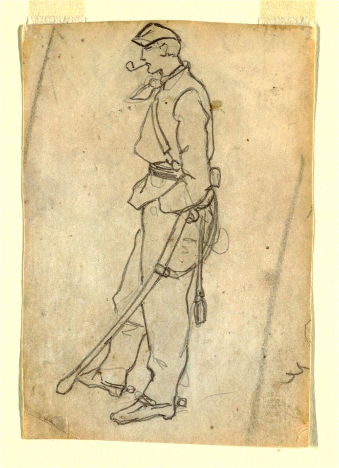 Drawing, Soldier with Sword and Pipe, 1862 (CH 18174015)