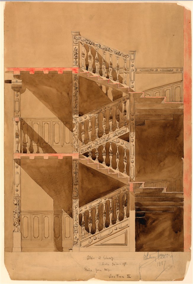 Drawing, Stair at the Cluny, Paris, 1887 (CH 18606073-2)