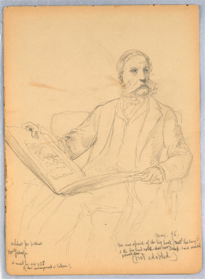 Drawing, Study for a Portrait of Mr. Morris K. Jesup, Esq. with Study for a Portrait of Mr. Schermerhorn, verso, May 1896 (CH 18566857)
