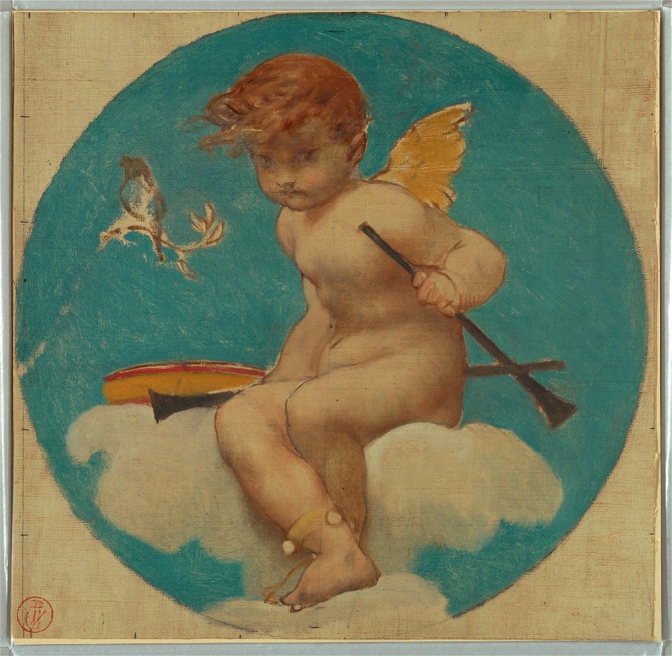 Drawing, Study for Roundel with Putto Holding Attributes of Music, late 19th century (CH 18102567)