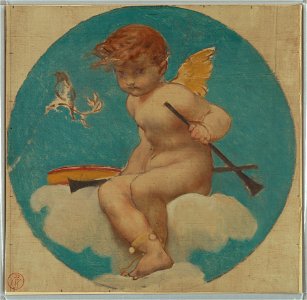 Drawing, Study for Roundel with Putto Holding Attributes of Music, late 19th century (CH 18102567)
