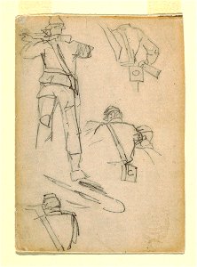 Drawing, Studies of Soldiers Taking Aim, 1862 (CH 18174059)