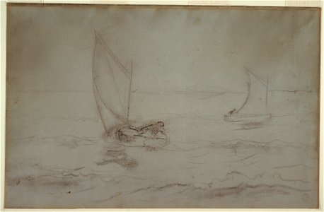 Drawing, Two Sloops Sailing, ca. 1890 (CH 18174903). Free illustration for personal and commercial use.